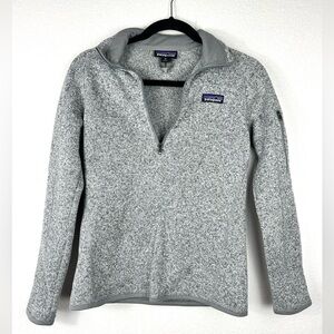 Patagonia women Better Sweater 1/4 Zip Pullover heathered grey/white in XS